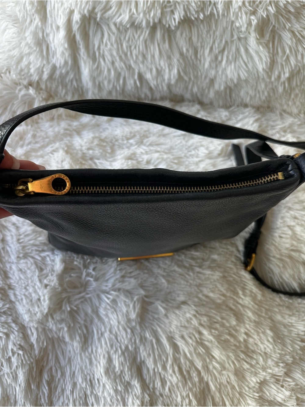 Marc by Marc Jacobs Black Pebbled Leather Crossbody Bag Gold Hardware Adjustable - Picture 7 of 14